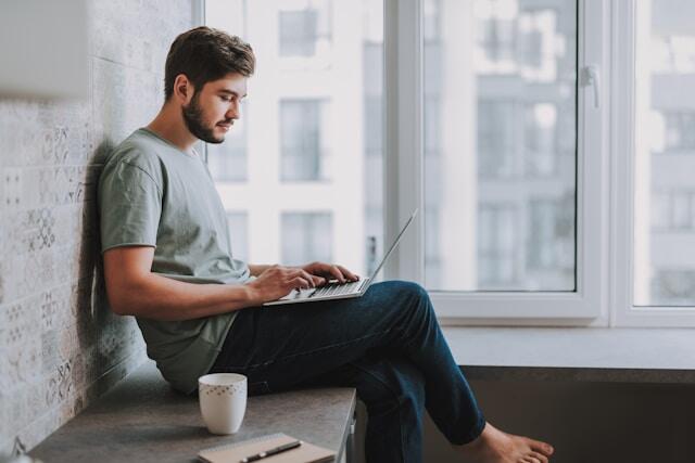 man is surfing the internet